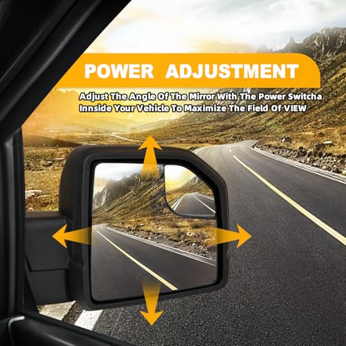 MITZONE F150 Passenger Side Rear View Mirror compatible with 2015-2020 Ford F-150 with Blind Spot Glass Power, 3-Pin Without Turn Signal Light, Non-Heated, Textured Black - Image 5
