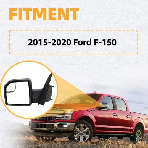 MITZONE F150 Passenger Side Rear View Mirror compatible with 2015-2020 Ford F-150 with Blind Spot Glass Power, 3-Pin Without Turn Signal Light, Non-Heated, Textured Black - Image 4