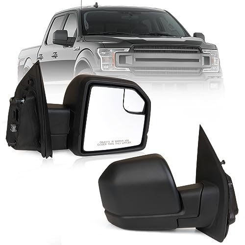 MITZONE F150 Passenger Side Rear View Mirror compatible with 2015-2020 Ford F-150 with Blind Spot Glass Power, 3-Pin Without Turn Signal Light, Non-Heated, Textured Black - Image 1