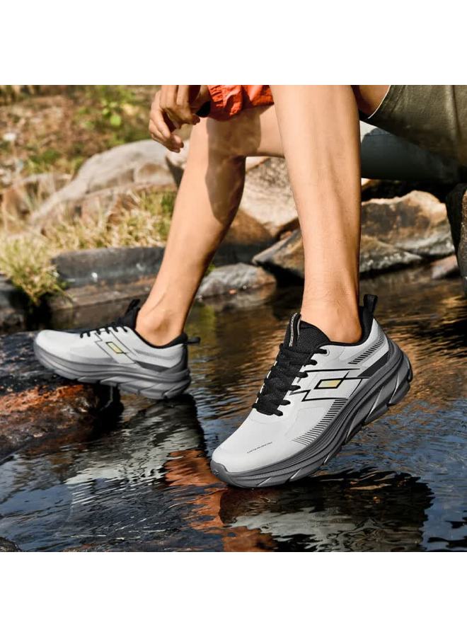 Lotto Men's Casual Outdoor Hiking Sports Leather Waterproof Trail Running Shoes 958 Gray Size 40 - Image 2