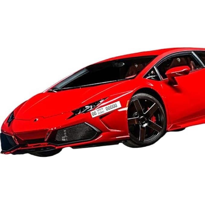 ريحني لوحة سيارة رياضية صغيرة فاخرة فاخرة، حامل لوحة سيارة رياضية فاخرة، غطاء إطار الترخيص قطعة سوداء لجميع لوحات الإمارات، مقاسات 31X10 سم - Image 1