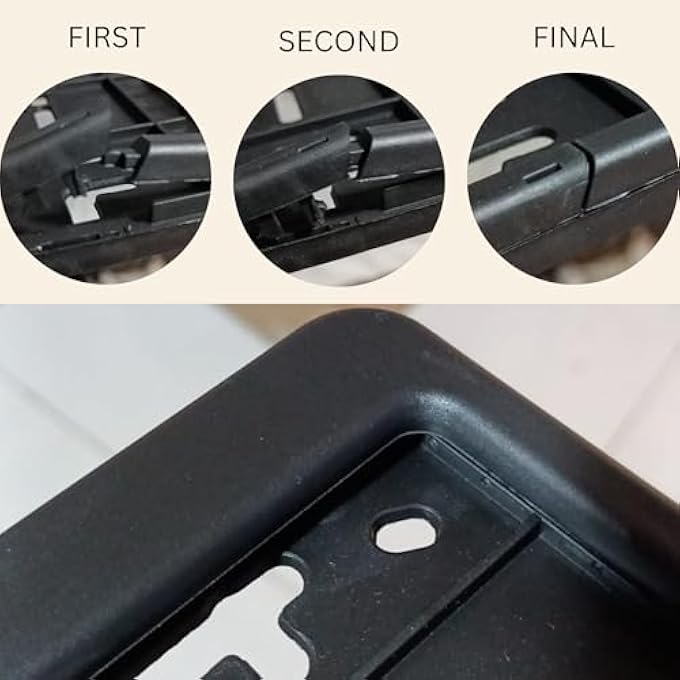 ريحني لوحة سيارة رياضية صغيرة فاخرة فاخرة، حامل لوحة سيارة رياضية فاخرة، غطاء إطار الترخيص قطعة سوداء لجميع لوحات الإمارات، مقاسات 31X10 سم - Image 4