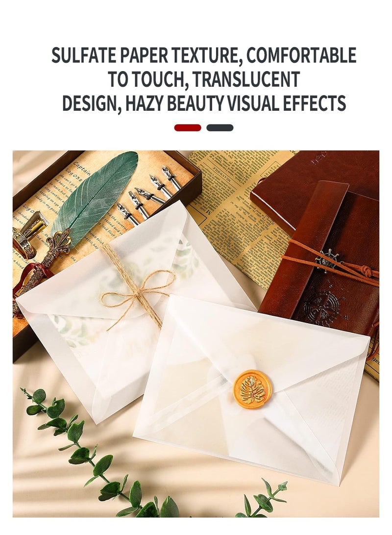 بيروي مغلفات، 15 قطعة ورق شفافة مغلفات و 15 قطعة ملصقات ستابورد، مغلفات 125 ملم × 1850 ملم، مغلفات بطاقات الدعوة البريدية، مغلفات بطاقات المعاينة الخاصة بحفلة عيد ميلاد الزفاف - Image 2