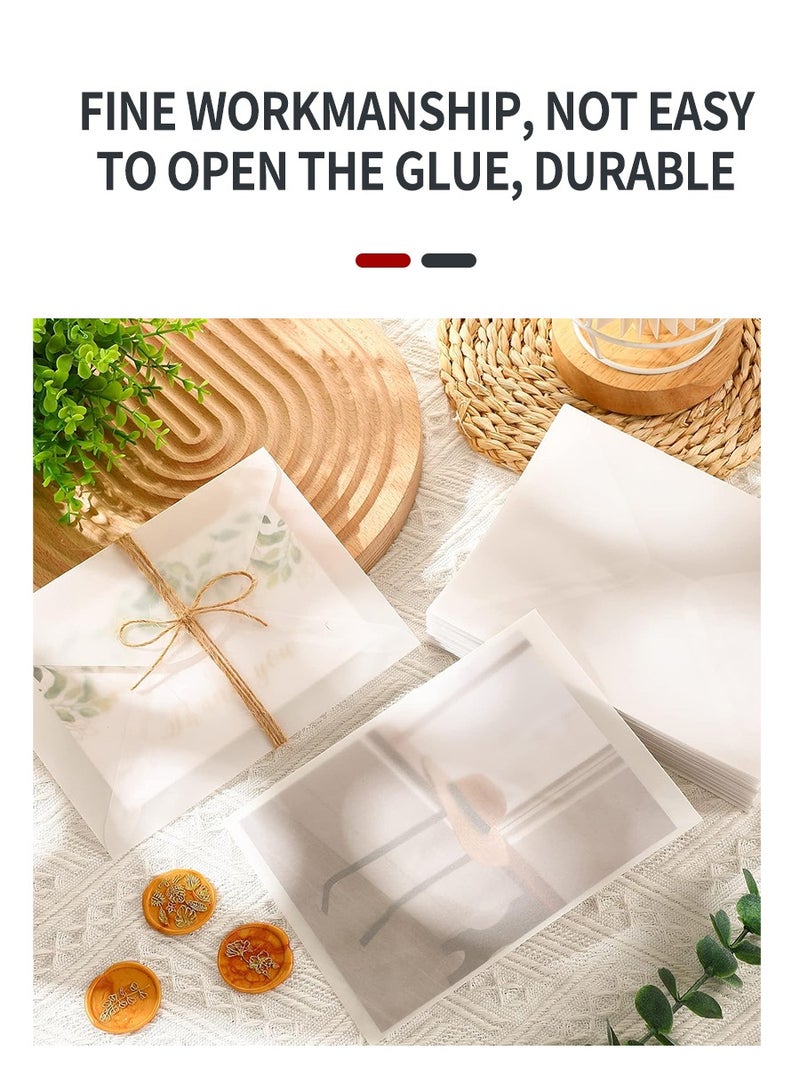 بيروي مغلفات، 15 قطعة ورق شفافة مغلفات و 15 قطعة ملصقات ستابورد، مغلفات 125 ملم × 1850 ملم، مغلفات بطاقات الدعوة البريدية، مغلفات بطاقات المعاينة الخاصة بحفلة عيد ميلاد الزفاف - Image 4