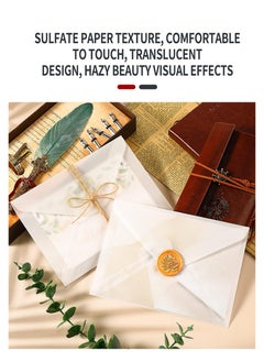 Beirui Envelopes, 15pcs Translucent Paper Envelopes and 15pcs Stamp Stickers, Kraft Envelopes, 125mm x 185mm Envelopes, for Invitation Postcard Envelopes, Wedding Birthday Party Greeting Card Envelopes  - Image 2