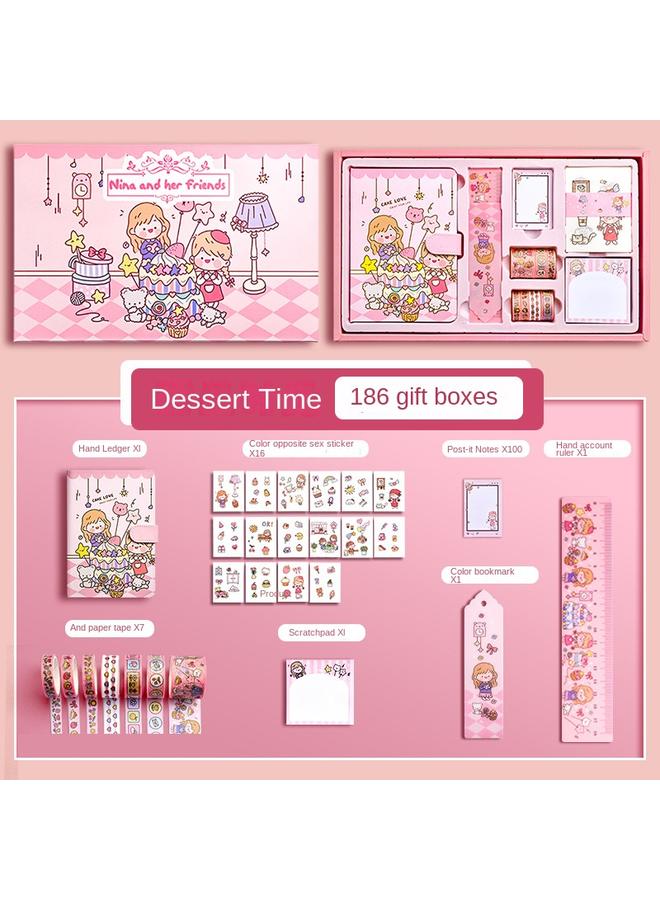 Bluejw Hand Account Book Gift Box Suit Girl's Heart Diary Primary School Gift Children's Stationery Girl's Full Set Of Tools Material Hand - Image 1