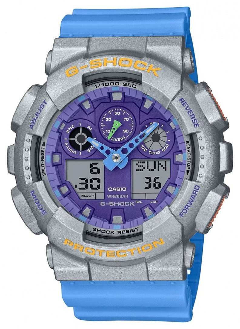 G-SHOCK GA-100EU-8A2 Grey Resin Band Analog-Digital Men's Watch  - Image 1
