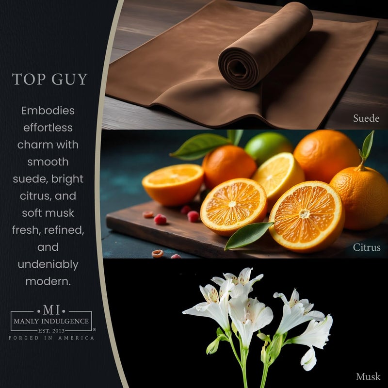 Manly Indulgence Top Guy Scented Candles for Men, 2 Wick, 16.5 oz, Premium Soy Blend Wax, 60H Burn, Candles for Home Scented - Made in The USA - Image 2