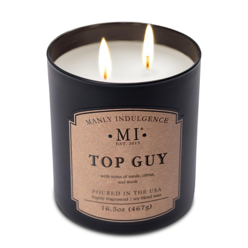 Manly Indulgence Top Guy Scented Candles for Men, 2 Wick, 16.5 oz, Premium Soy Blend Wax, 60H Burn, Candles for Home Scented - Made in The USA - Image 4