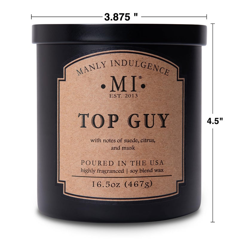 Manly Indulgence Top Guy Scented Candles for Men, 2 Wick, 16.5 oz, Premium Soy Blend Wax, 60H Burn, Candles for Home Scented - Made in The USA - Image 5