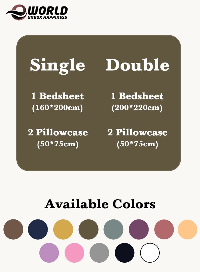 Eworld 3 Piece Luxury Olive Green Striped Bed Sheet Set with 1 Flat Sheet and 2 Pillowcases for Hotel and Home Crafted from Ultra Soft and Breathable For All Seasons Microfiber for Year-Round Comfort (Single/Double) - Image 2