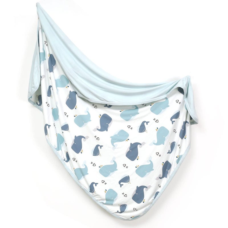GRSSDER GRSSDER Baby Blankets Super Soft Jersey Knit Swaddle Blanket for Baby Girls and Boys Double Layer Receiving Blankets 34 x 44 Inches Extra Large for Baby Swaddling Lovely Whale 