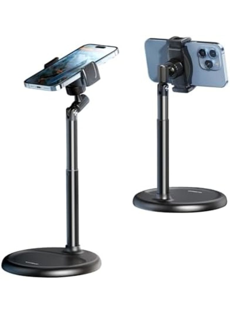 SYOSI Cell Phone Stand for Recording, Height Adjustable Filming Phone Holder for Desk, 360 Degree Rotation Clamp Phone Stand, Compatible with iPhone, Suamsung, and Other 4-7 Inches Devices (Black) - Image 1