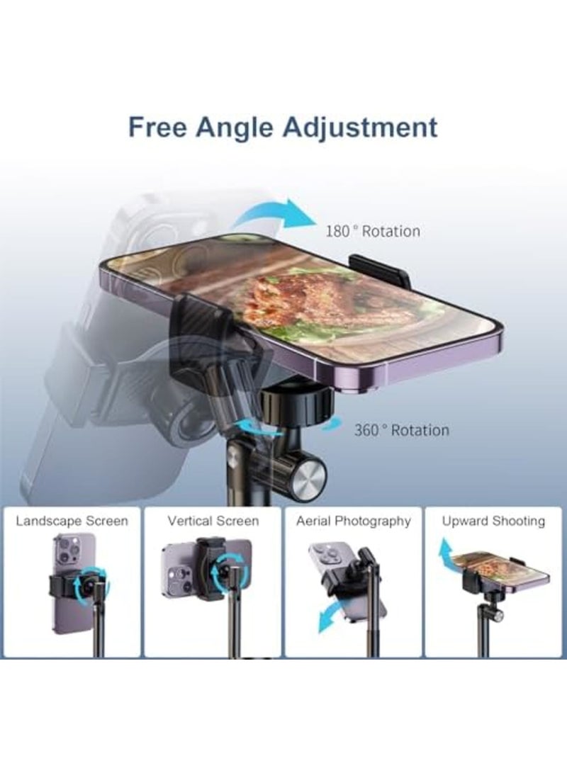 SYOSI Cell Phone Stand for Recording, Height Adjustable Filming Phone Holder for Desk, 360 Degree Rotation Clamp Phone Stand, Compatible with iPhone, Suamsung, and Other 4-7 Inches Devices (Black) - Image 3