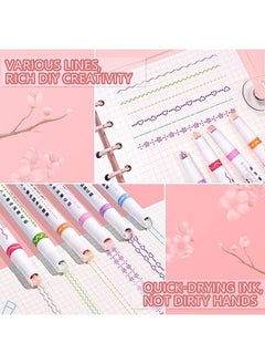 Generic Curve Highlighter Pen Set, 6 Pcs Dual Tip Pens Highlighters, Curve Highlighter Pen for Kids, Colored Highlighters Markers for Coloring Books Writing Journal Drawing Scrapbook Art Office  - Image 3