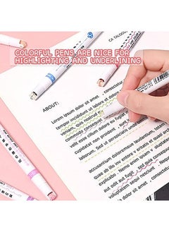 Generic Curve Highlighter Pen Set, 6 Pcs Dual Tip Pens Highlighters, Curve Highlighter Pen for Kids, Colored Highlighters Markers for Coloring Books Writing Journal Drawing Scrapbook Art Office  - Image 5