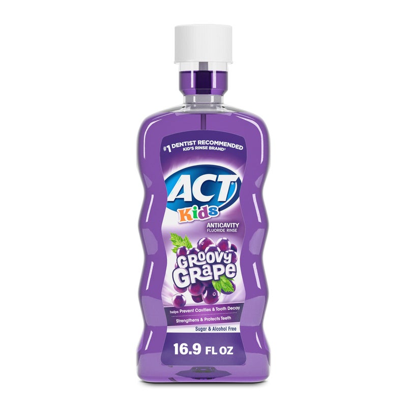 ACT Kids Anticavity Fluoride Rinse Groovy Grape 16.9 fl. oz. Accurate Dosing Cup, Alcohol Free - Image 1