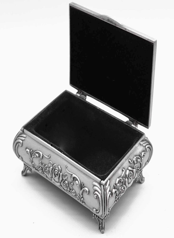 AVESON Rectangle Vintage Metal Jewelry Box Trinket Storage Organizer Gift Box Chest Ring Case with Rose Pattern for Girls Ladies Women, Small - Image 5