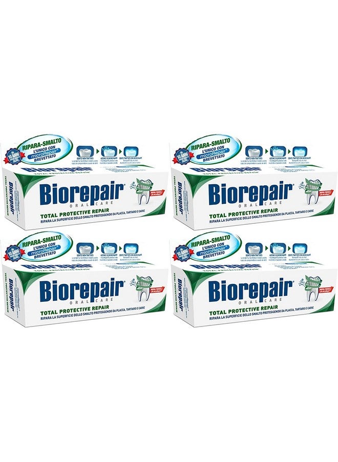 Biorepair : "Total Protective Repair" Toothpaste With Microrepair, New Formula - 2.5 Fluid Ounce (75Ml) Tubes (Pack Of 4) [ Italian Import ] 