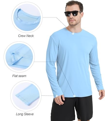 Kinglaman 4 Pack Men's UPF 50+ Rash Guard Swim Fishing Sun Shirts, Long Sleeve SPF UV Sun Protection Shirts for Men 1 Blue 1 Gray 1 Navy 1 Charcoal Large - Image 4