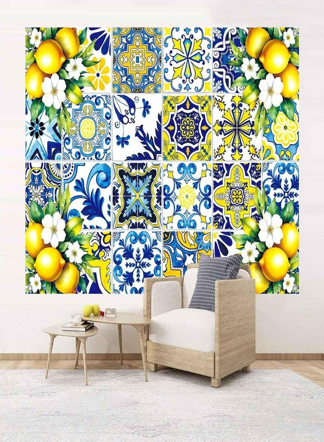 LDWLYW Blue Yellow Lemon Backdrop Birthday Party Decorations Summer Italian Blue Tiles Lemon Themed Party Decor for Baby Shower Bridal Shower Photography Background Wall Banner 5x3ft - Image 4