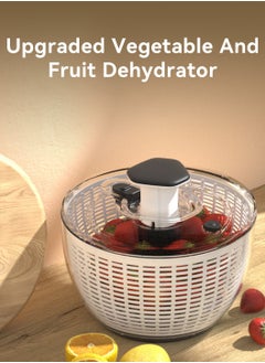 LEOKOR Large Salad Spinner of 6L, Multifunction Fruit Cleaner Drainer, Manual Reusable Quick Dry Vegetable Dryer with Bowl and Colander, Manual Salad Spinner and Drain Lettuce Quick Spinner, BPA Free  - Image 2