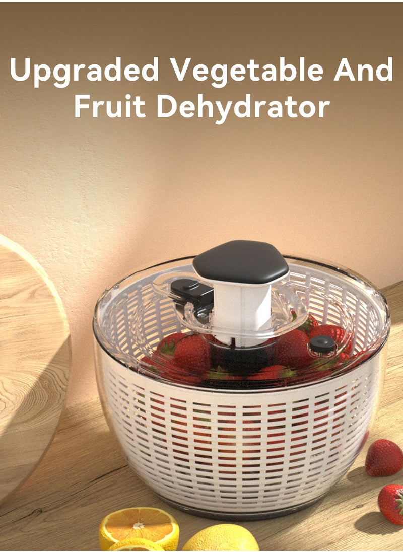 LEOKOR - Large Salad Spinner of 6L, Multifunction Fruit Cleaner Drainer, Manual Reusable Quick Dry Vegetable Dryer with Bowl and Colander, Manual Salad Spinner and Drain Lettuce Quick Spinner, BPA Free - Image 1