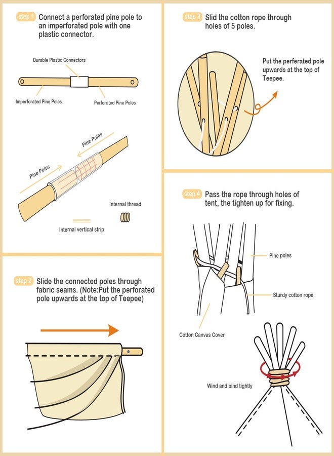 Lavievert Children Playhouse Huge Indian Canvas Teepee Kids Play House with Two Windows - Comes with A Canvas Carry Bag - Image 4