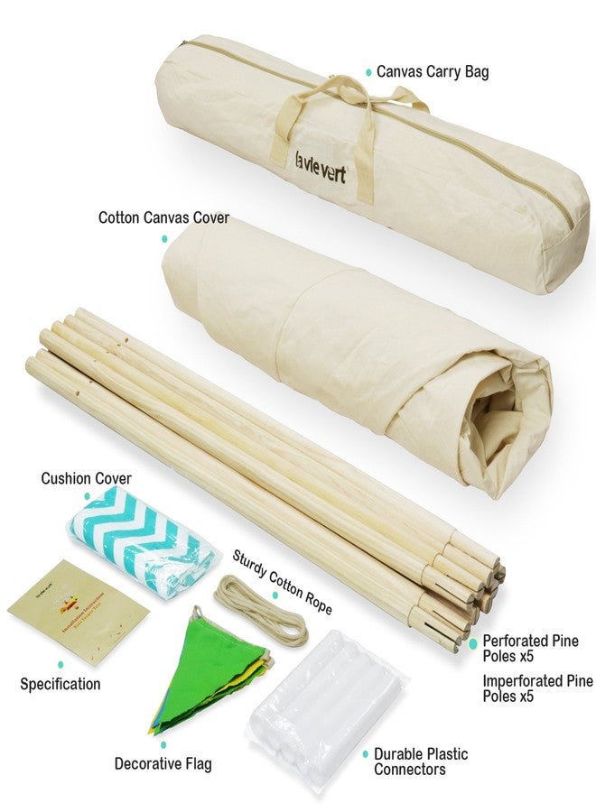 Lavievert Children Playhouse Huge Indian Canvas Teepee Kids Play House with Two Windows - Comes with A Canvas Carry Bag - Image 5