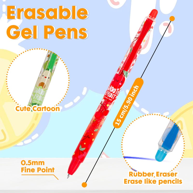 YOYTOO Erasable Gel Pens, 10 Colors Retractable Cartoon Erasable Pens Clicker Fine Point 0.5 mm, Make Mistakes Disappear, Assorted Color Inks for Journaling Planner Drawing Writing Gifts - Image 4