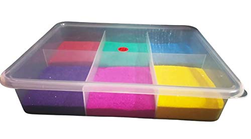 SHOPATHON INDIA Microfiber Vibrant 6 Colour Rangoli Free Flow Powder, 200 gm Each with Storage Box, Transparent - Image 4