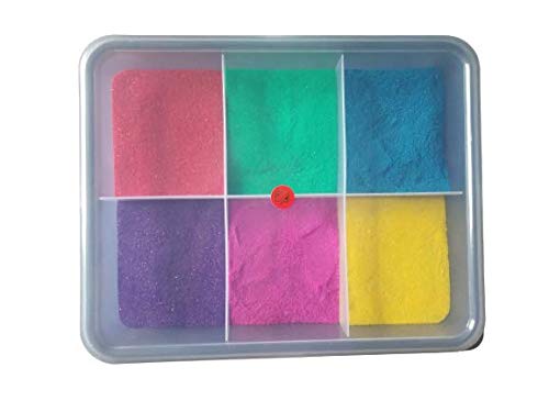 SHOPATHON INDIA Microfiber Vibrant 6 Colour Rangoli Free Flow Powder, 200 gm Each with Storage Box, Transparent - Image 2