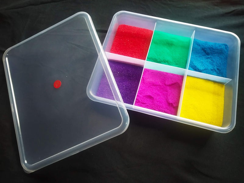 SHOPATHON INDIA Microfiber Vibrant 6 Colour Rangoli Free Flow Powder, 200 gm Each with Storage Box, Transparent - Image 5
