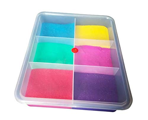 SHOPATHON INDIA Microfiber Vibrant 6 Colour Rangoli Free Flow Powder, 200 gm Each with Storage Box, Transparent - Image 3