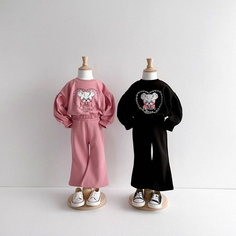 2024 spring girls sweater suit South Korea childrens clothing girls western style long sleeve small and medium-sized childrens womens treasure top Black - Image 2