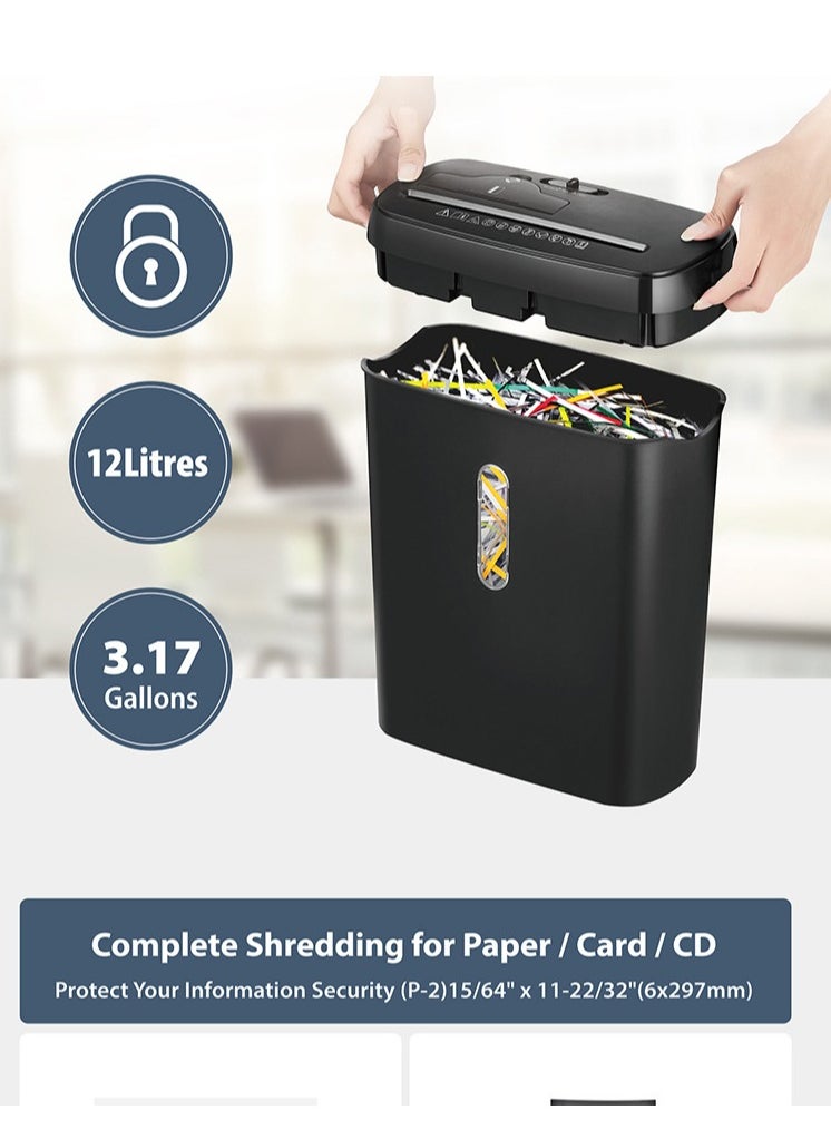Generic - Paper Shredder for Home Office, 8-Sheet Strip Cut with 3.17 Gallon Basket, P-2 Security Level, 3-Mode Design Shred CD & Credit Card, Durable&Fast with Jam Proof System, Black - Image 1