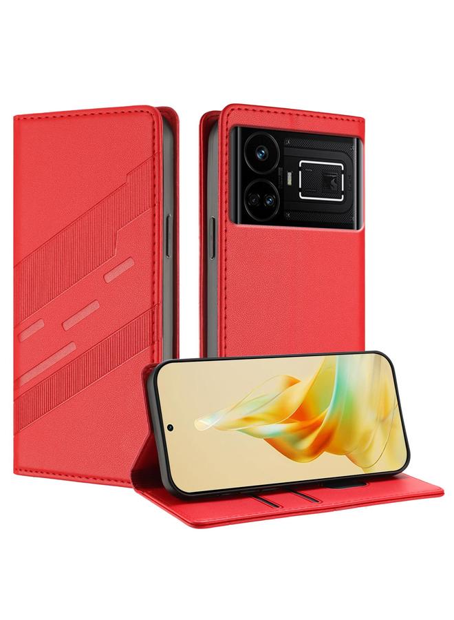 اس-توب جراب هاتف Realme GT5 من الجلد المنقوش متعدد الوظائف بتصميم محفظة كلاسيكي - Image 1
