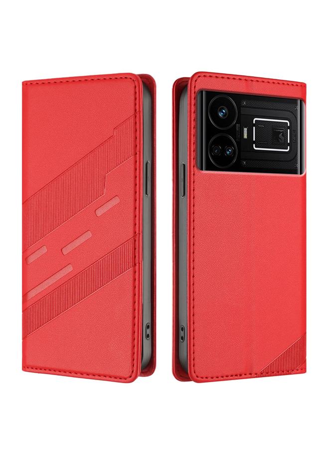 اس-توب جراب هاتف Realme GT5 من الجلد المنقوش متعدد الوظائف بتصميم محفظة كلاسيكي - Image 2