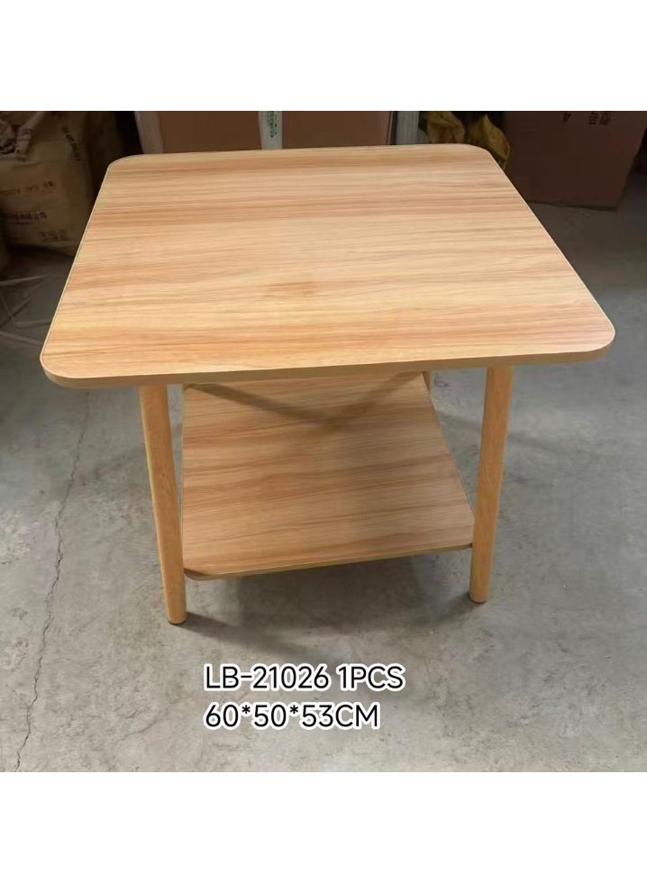 DubaiGallery Natural Wood Accent Table with Spacious Tabletop and Bottom Shelf, Rounded Corners, Sturdy Four-Leg Design, 60×50×53cm Compact Size, Ideal for Coffee, Books, Décor, Snacks and Everyday Home or Office Use - Image 2