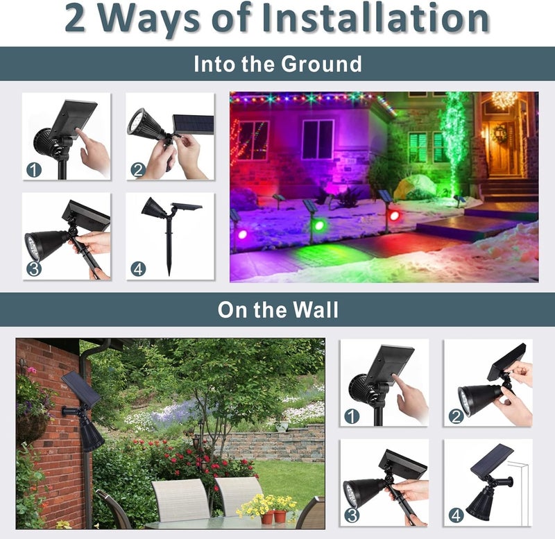 Outdoor Solar Spotlight 7W 7-LED – Waterproof IP65 Landscape Spot Light, RGB - Image 5