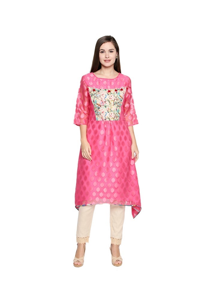 ARCHATTIRE كورتى وردي مطبوع للنساء - Image 1