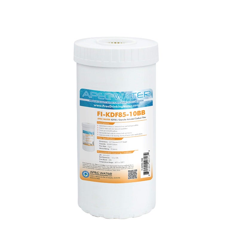 APEC Water Systems FI-KDF85-10BB US Made Iron and Hydrogen Sulfide Reduction Replacement Water Filter, 4.5"x10" - Image 1