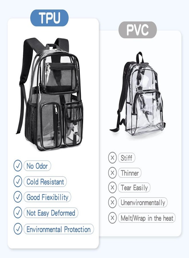 Cusangel Heavy Duty Clear Backpack Clear BookBag,17.5inch TPU Large Capacity See Through Backpack for Sport Events,Travel - Image 2