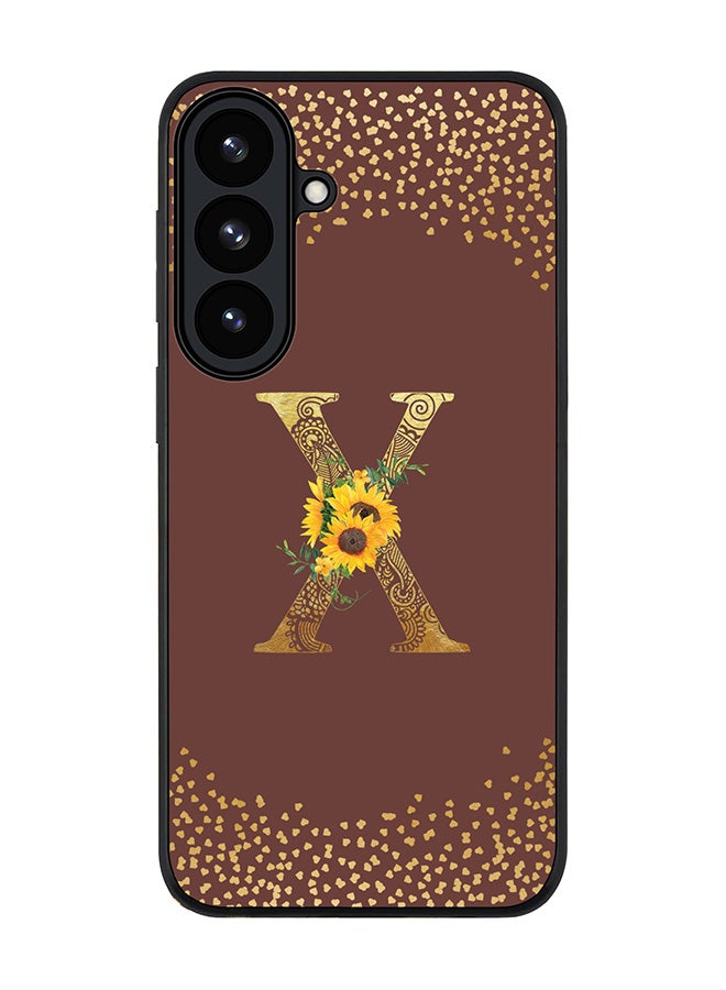 For Samsung Galaxy S26 Plus Case,Slim fit Camera Protection, Shockproof Thin Phone cover  - Custom Floral Monogram - X  (Brown )