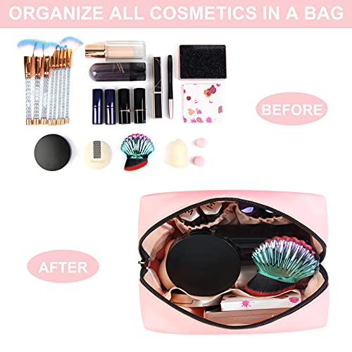 MAANGE 2 Pcs Small Makeup Bag For Purse, Travel Cosmetic Bag Makeup Pouch PU Leather Portable Versatile Zipper Pouch For Women (Pink+Green) - Image 5