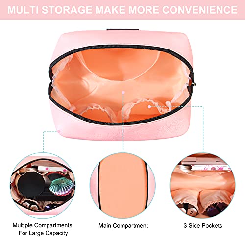 MAANGE 2 Pcs Small Makeup Bag For Purse, Travel Cosmetic Bag Makeup Pouch PU Leather Portable Versatile Zipper Pouch For Women (Pink+Green) - Image 4