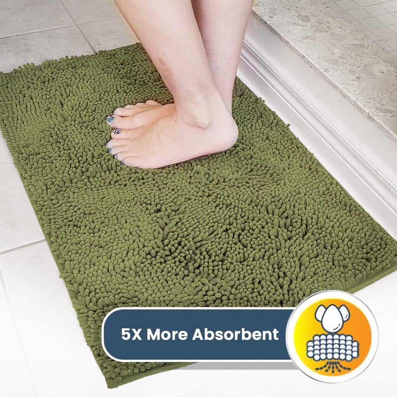 Muddy MatÂ® | Super Absorbent Door Mat Indoor, Microfiber Quick Dry Chenille Entryway Rug, Non-Slip Front Door Mat, Indoor Mats for Entryway, Machine Washable Pet Rug, Army Green 24"x60" - Image 3