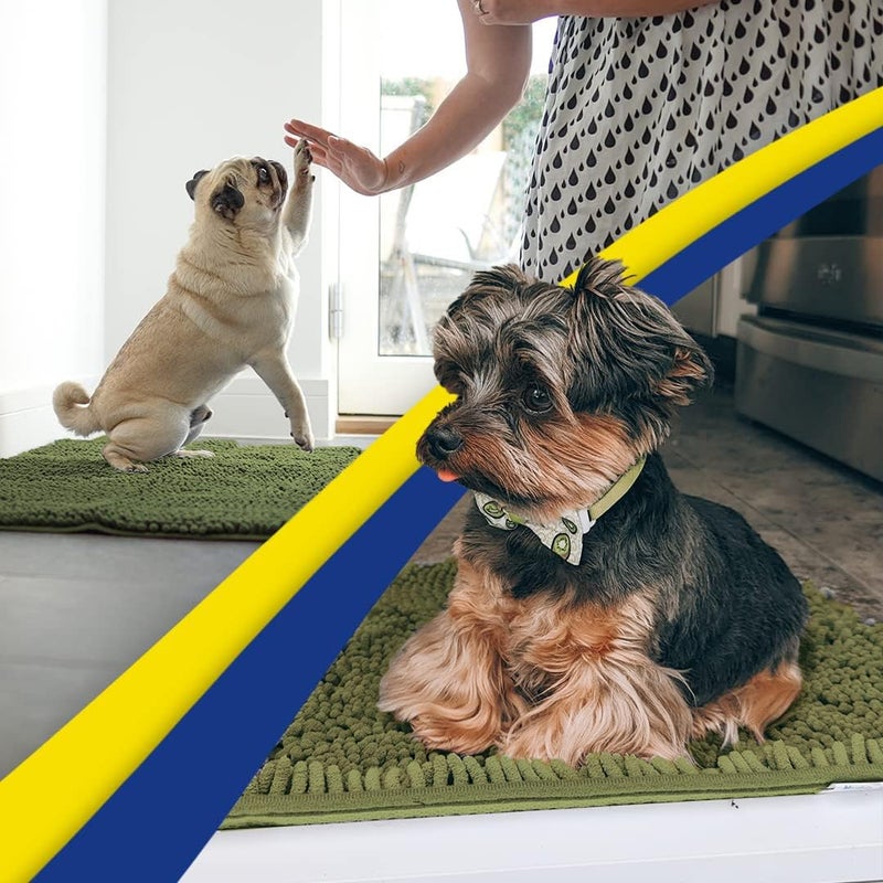 Muddy MatÂ® | Super Absorbent Door Mat Indoor, Microfiber Quick Dry Chenille Entryway Rug, Non-Slip Front Door Mat, Indoor Mats for Entryway, Machine Washable Pet Rug, Army Green 24"x60" - Image 5