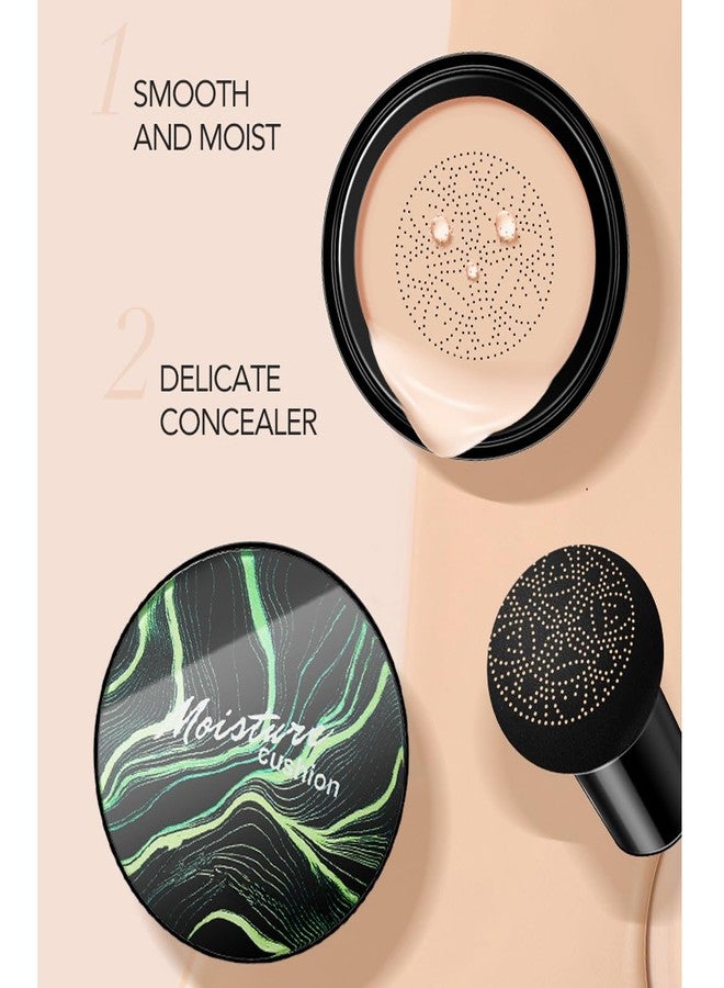 nvyue Air Cushion CC Cream Mushroom Head Foundation,BB Cream Makeup Foundation,Moisturizing Concealer,Long Lasting Full Coverage Waterproof,Even Skin Tone for All Skin Types (3# Dark Brown, 20g) - Image 3