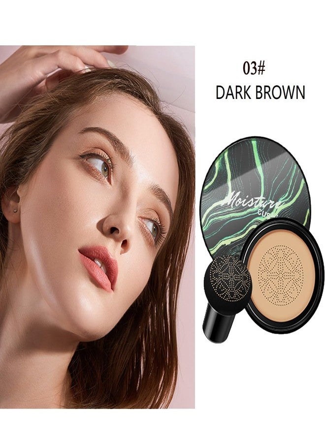 nvyue Air Cushion CC Cream Mushroom Head Foundation,BB Cream Makeup Foundation,Moisturizing Concealer,Long Lasting Full Coverage Waterproof,Even Skin Tone for All Skin Types (3# Dark Brown, 20g) - Image 2